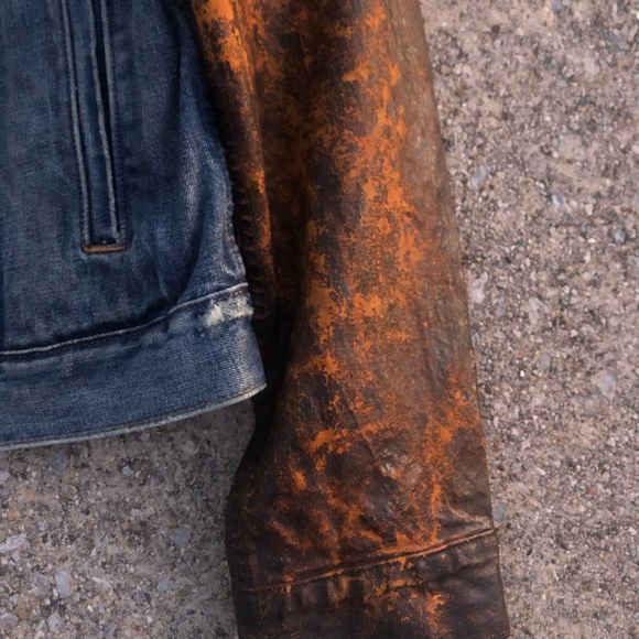 RL DENIM & SUPPLY Waxed Sleeve Denim Jacket (SZ L) - Picture 3 of 8